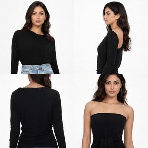 Norma Kamali All In One On or Off Shoulder Drop Multi Style Wear Bodysuit XS 34